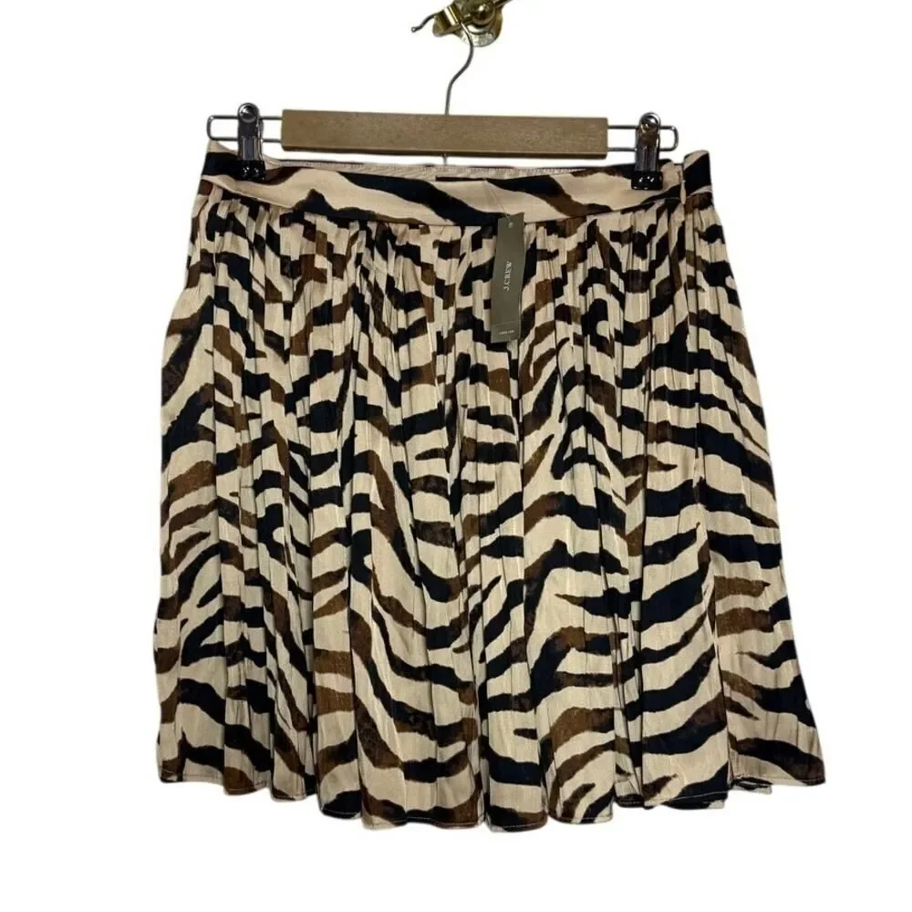 NWT J. Crew Featherweight Satin Skirt in Zebra Sz. 4